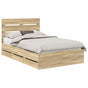 Bed Frame with Drawer Sonoma Oak 135 x 190 cm Engineered Wood