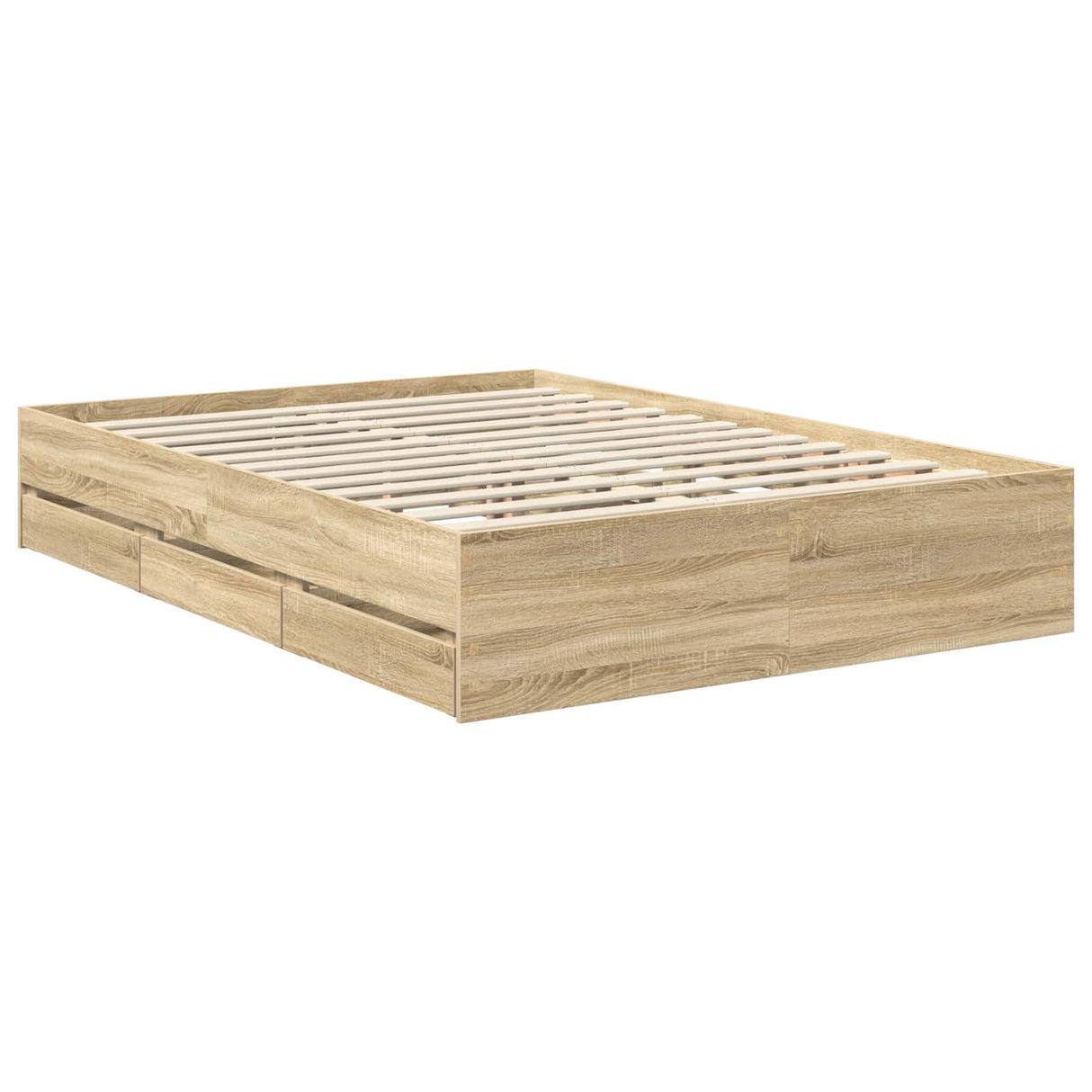 Bed Frame with Drawer Sonoma Oak 135 x 190 cm Engineered Wood