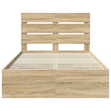 Bed Frame with Drawer Sonoma Oak 135 x 190 cm Engineered Wood - Low Angle