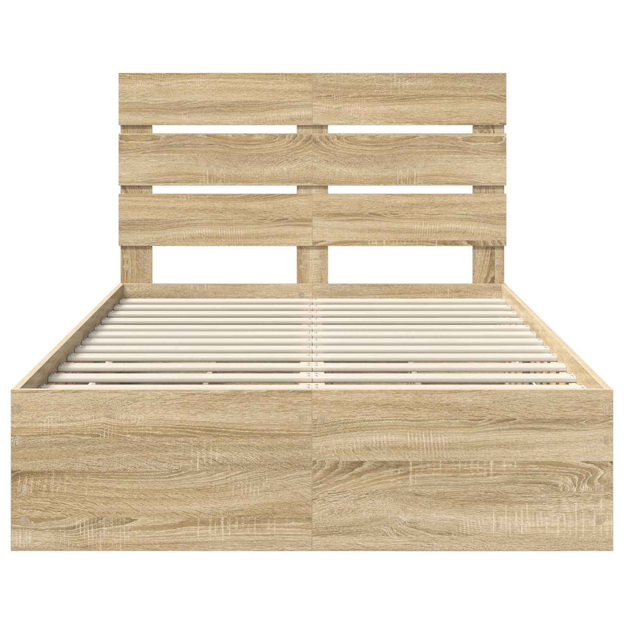 Bed Frame with Drawer Sonoma Oak 135 x 190 cm Engineered Wood