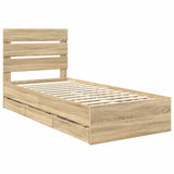 Bed Frame with Drawer Sonoma Oak 90 x 190 cm Engineered Wood - Top-Down View