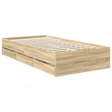 Bed Frame with Drawer Sonoma Oak 90 x 190 cm Engineered Wood - Rear View