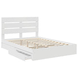 Storage Bed with Drawer White 150 x 200 cm Engineered Wood - 45-Degree Angle