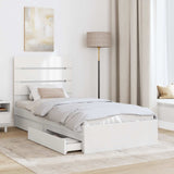 Storage Bed with Headboard White 90 x 190 cm Engineered Wood - Side View