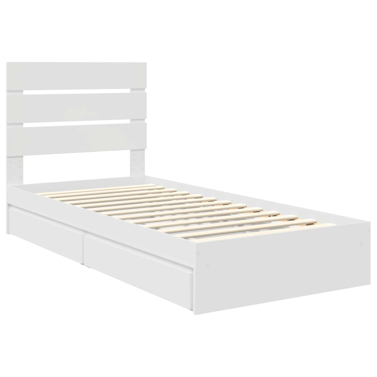Storage Bed with Headboard White 90 x 190 cm Engineered Wood