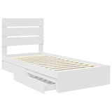 Storage Bed with Headboard White 90 x 190 cm Engineered Wood - 45-Degree Angle