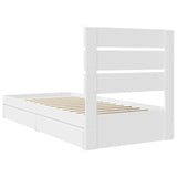 Storage Bed with Headboard White 90 x 190 cm Engineered Wood - Extra Image