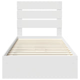 Storage Bed with Headboard White 90 x 190 cm Engineered Wood - Low Angle
