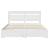 Bed Frame with Drawer White 180 x 200 cm Engineered Wood - Low Angle
