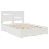 Bed Frame with Drawer White 150 x 200 cm Engineered Wood - Top-Down View