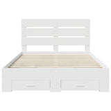Bed Frame with Drawer White 150 x 200 cm Engineered Wood - Low Angle