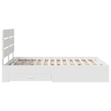 Bed Frame with Drawer White 150 x 200 cm Engineered Wood - Extra Image