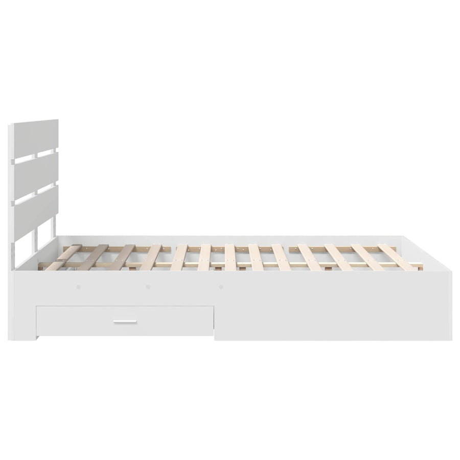 Bed Frame with Drawer White 150 x 200 cm Engineered Wood