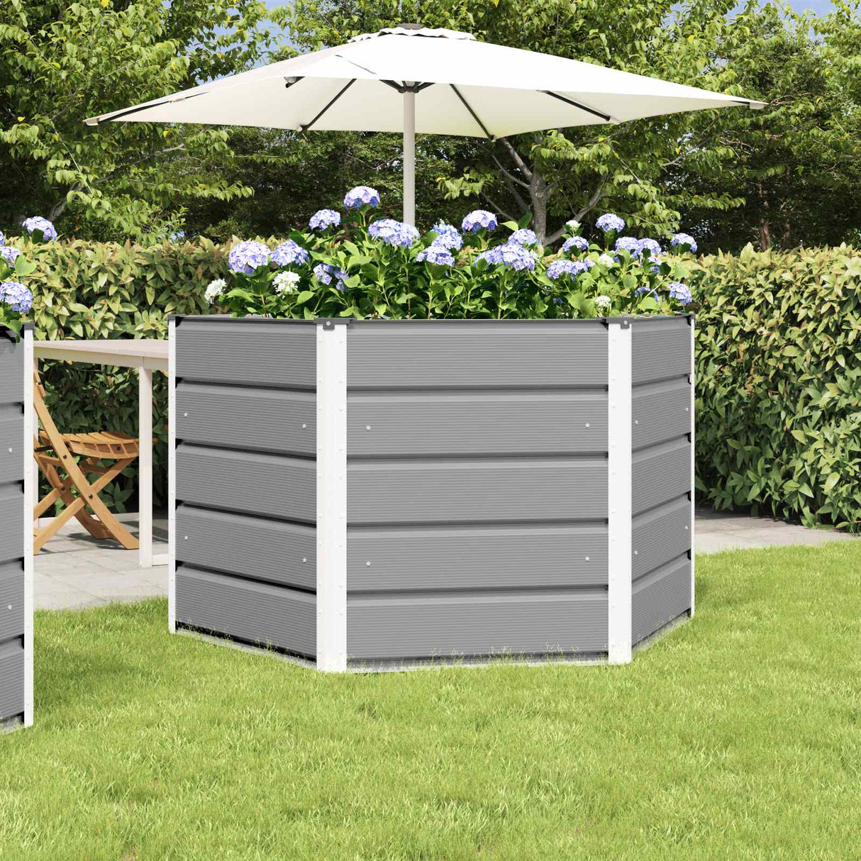 Planter Light Grey 129 x 129 x 75 cm Steel