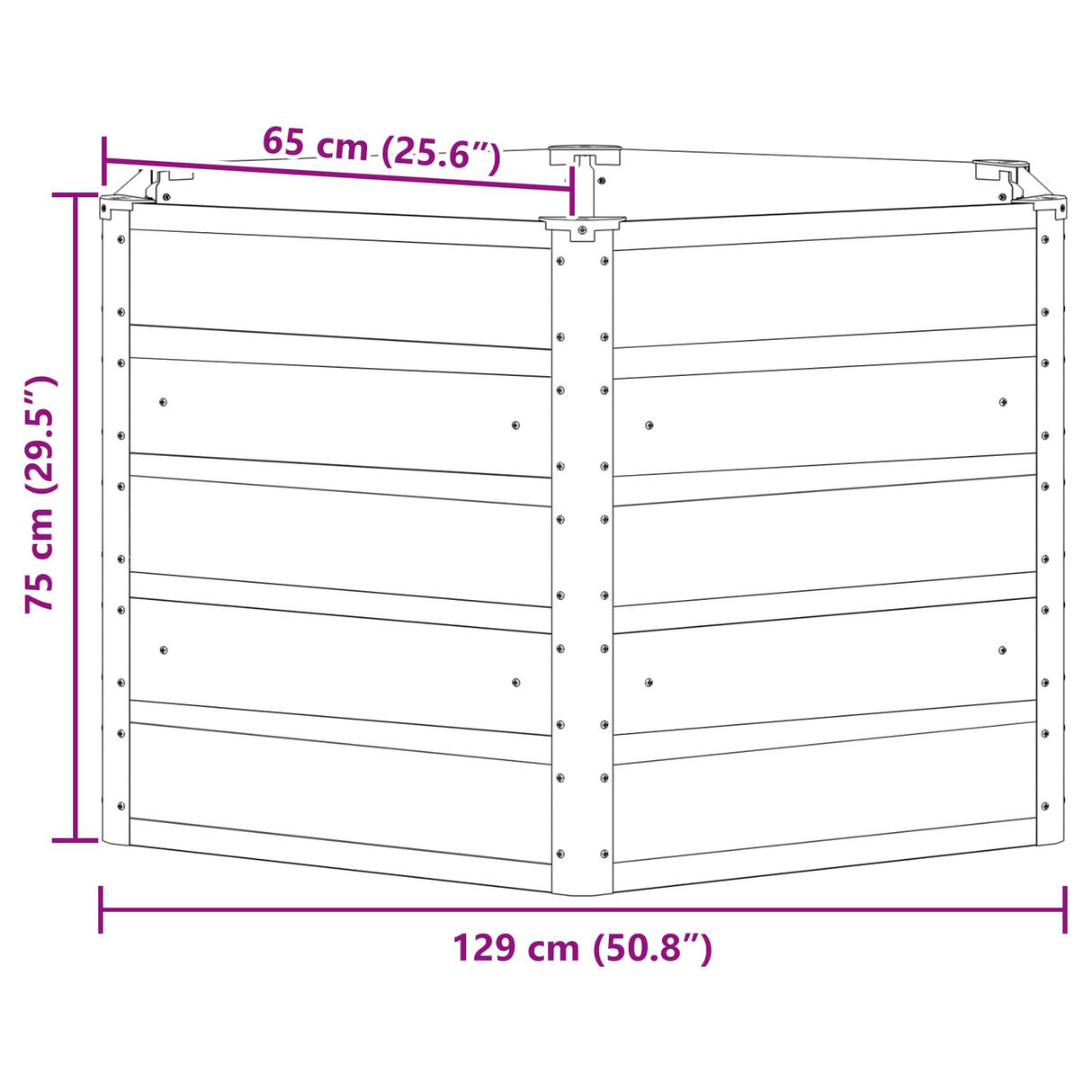 Planter Light Grey 129 x 129 x 75 cm Steel