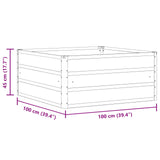 Planter Light Grey 100 x 100 x 45 cm Steel - Close-Up Angle