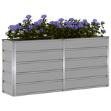 Planter Light Grey 160 x 40 x 75 cm Steel - Side View