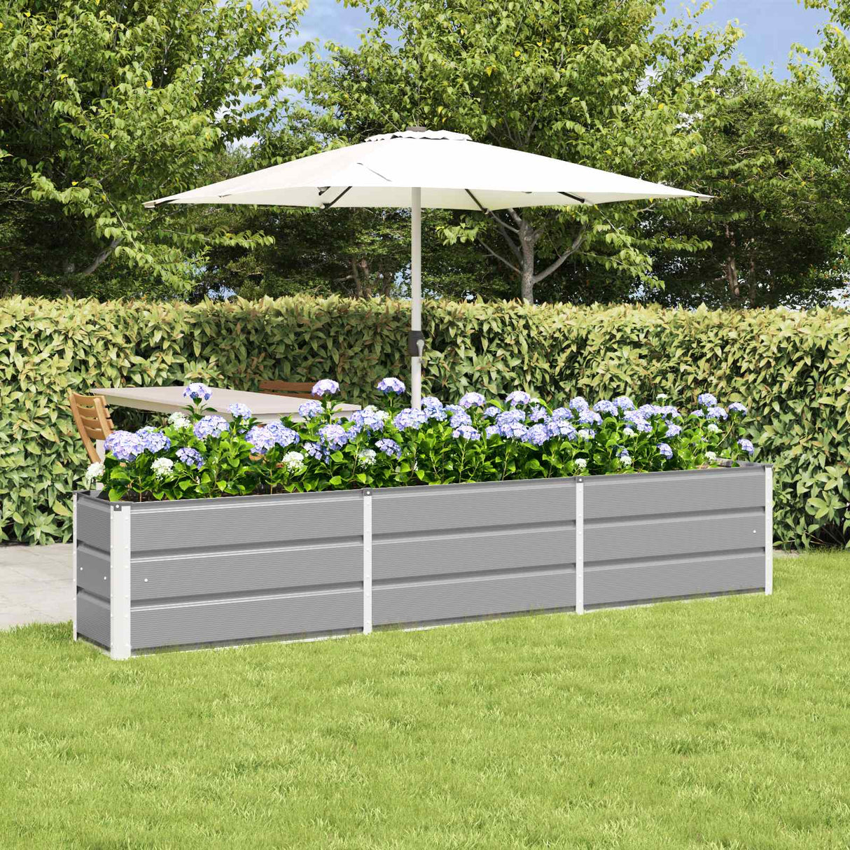 Planter Light Grey 240 x 40 x 45 cm Steel