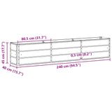 Planter Light Grey 240 x 40 x 45 cm Steel - Close-Up Angle