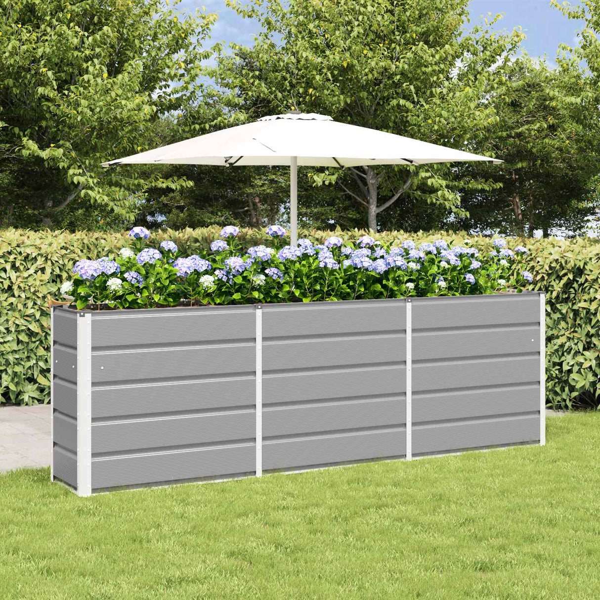 Planter Light Grey 160 x 40 x 75 cm Steel