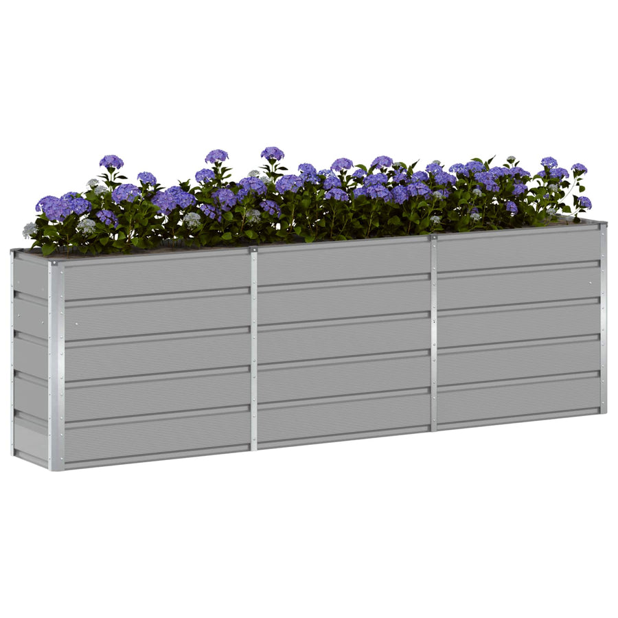 Planter Light Grey 240 x 40 x 75 cm Steel