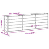 Planter Light Grey 160 x 40 x 75 cm Steel - Close-Up Angle