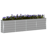 Planter Light Grey 160 x 40 x 75 cm Steel - Side View