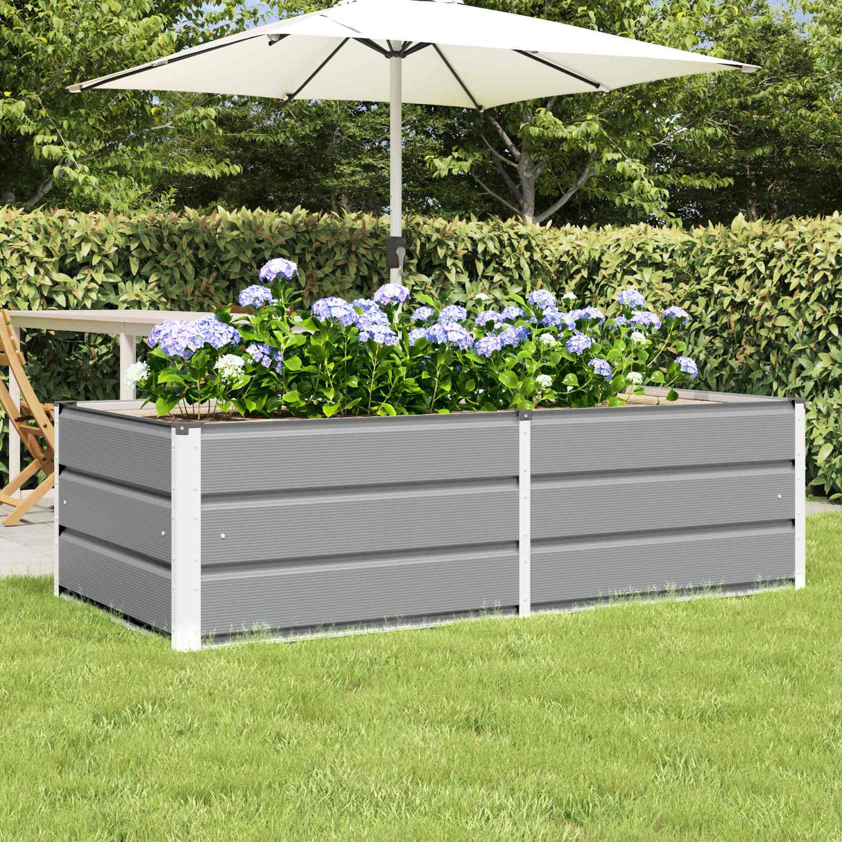Planter Light Grey 160 x 80 x 45 cm Steel
