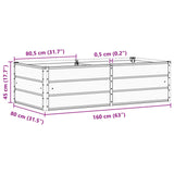 Planter Light Grey 160 x 80 x 45 cm Steel - Close-Up Angle