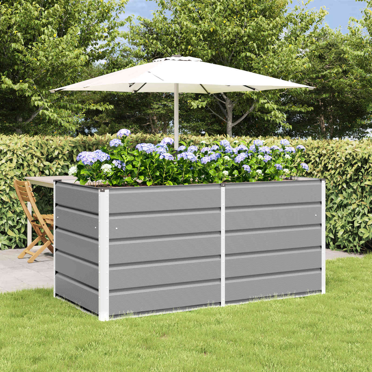 Planter Light Grey 160 x 80 x 75 cm Steel