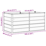 Planter Light Grey 160 x 80 x 75 cm Steel - Close-Up Angle