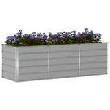 Planter Light Grey 240 x 80 x 75 cm Steel - Side View