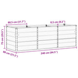 Planter Light Grey 240 x 80 x 75 cm Steel