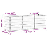 Planter Light Grey 240 x 80 x 75 cm Steel - Close-Up Angle