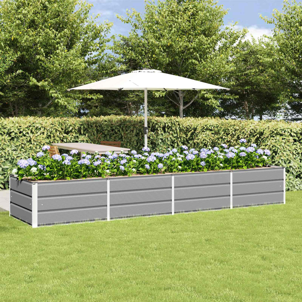 Planter Light Grey 320 x 80 x 45 cm Steel