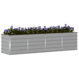 Planter Light Grey 240 x 80 x 75 cm Steel - Side View