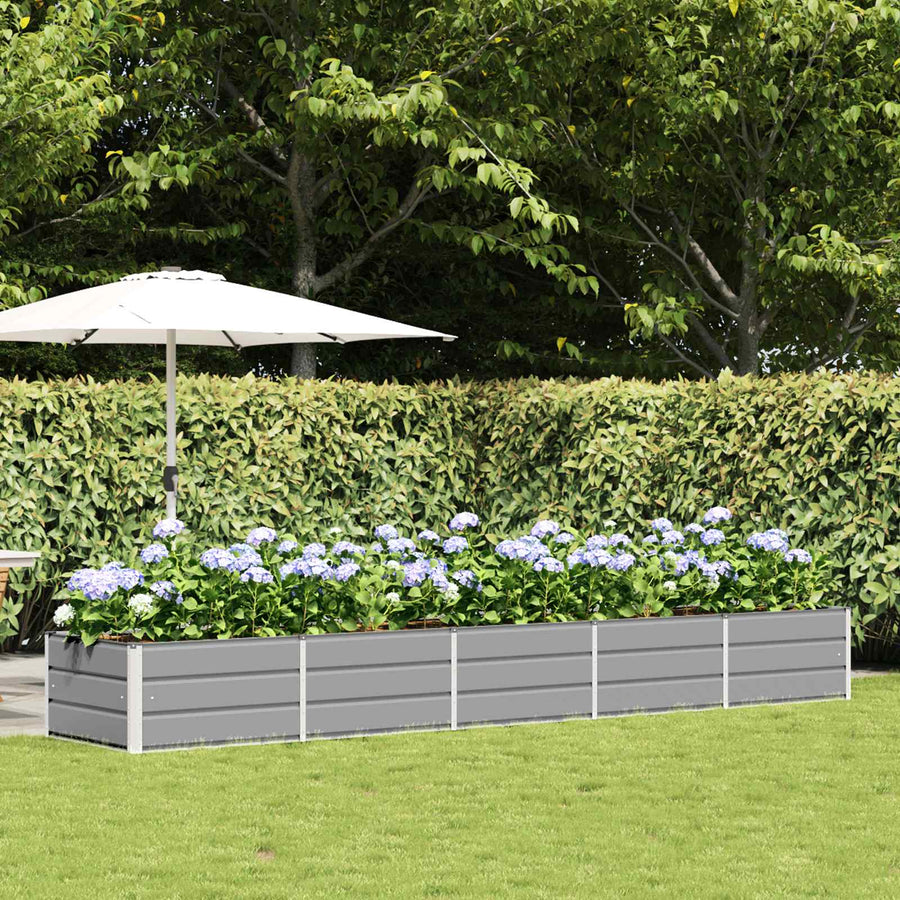 Planter Light Grey 400 x 80 x 45 cm Steel