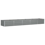 Planter Light Grey 400 x 80 x 45 cm Steel - Front View