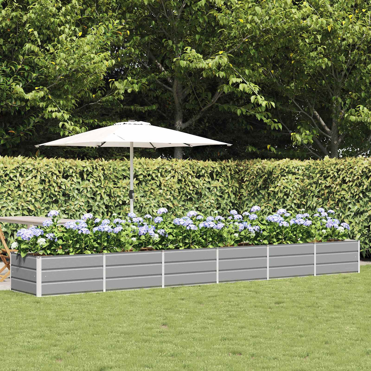 Planter Light Grey 480 x 80 x 45 cm Steel