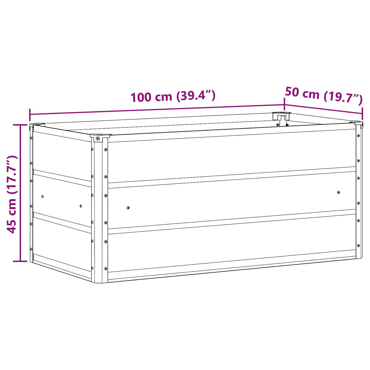 Planter Light Grey 100 x 50 x 45 cm Galvanised Steel