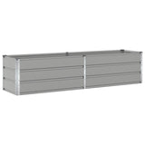 Planter Light Grey 195 x 50 x 45 cm Galvanised Steel - Front View
