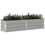 Planter Light Grey 195 x 50 x 45 cm Galvanised Steel - Side View