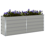 Planter Light Grey 195 x 50 x 75 cm Galvanised Steel - Side View