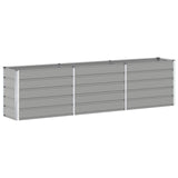 Planter Light Grey 290 x 50 x 75 cm Galvanised Steel - Front View