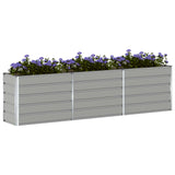 Planter Light Grey 290 x 50 x 75 cm Galvanised Steel - Side View