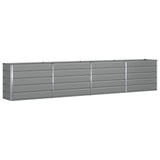 Planter Light Grey 385 x 50 x 75 cm Galvanised Steel - Front View
