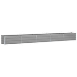 Planter Light Grey 195 x 50 x 45 cm Galvanised Steel - Front View