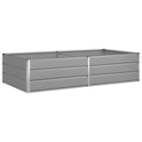 Planter Light Grey 195 x 100 x 45 cm Galvanised Steel - Front View