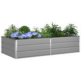 Planter Light Grey 195 x 100 x 45 cm Galvanised Steel - Side View