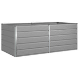 Planter Light Grey 195 x 100 x 75 cm Galvanised Steel - Front View